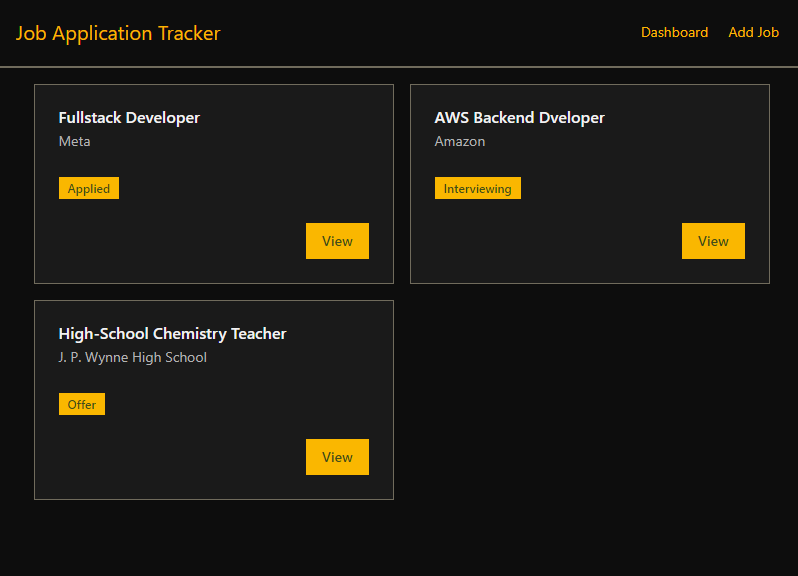 Job Application Tracker Project Preview